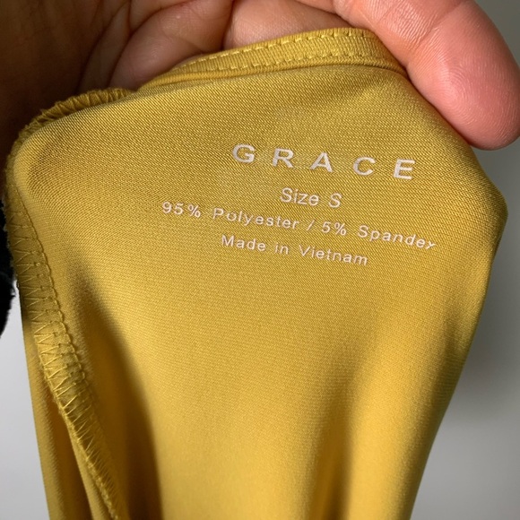 GRACE Zip Front Stretch Jersey Top Mustard - Picture 4 of 7